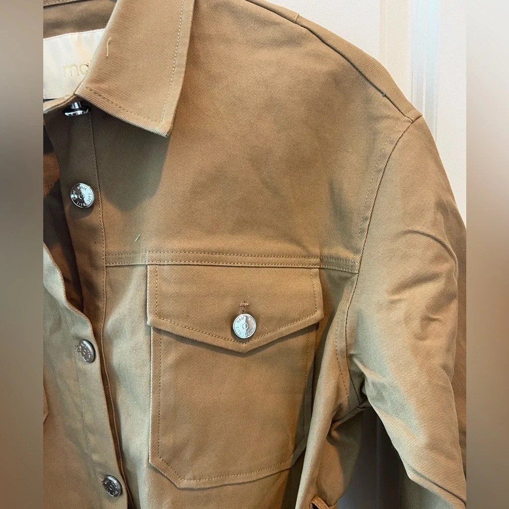 Maje Belted Shirt Jacket in Camel Size US S